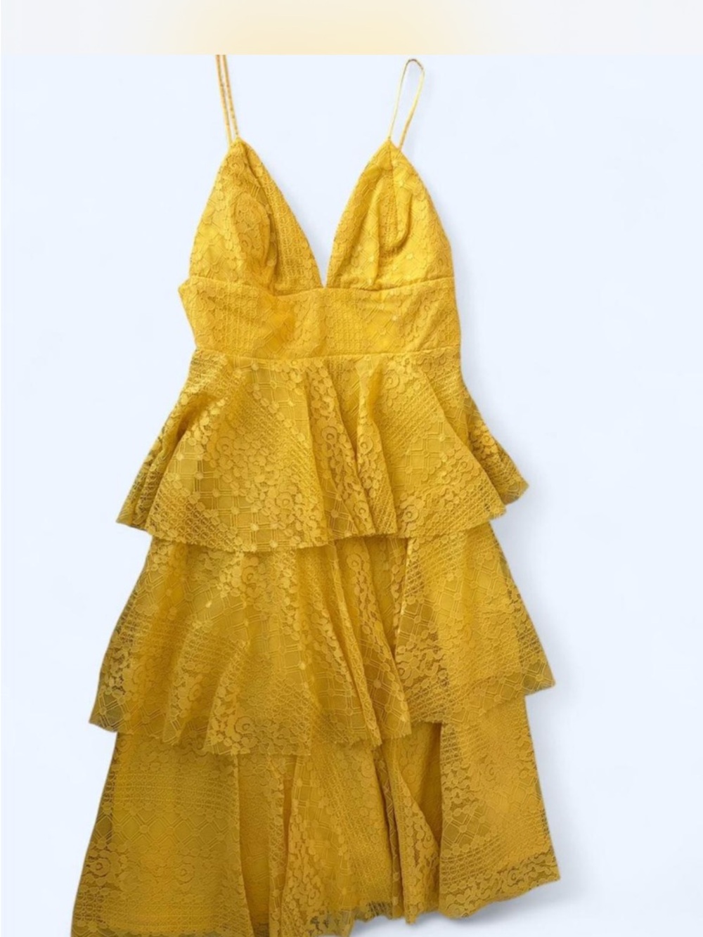 Lulu's Bright Yellow Dress with Lace Detail